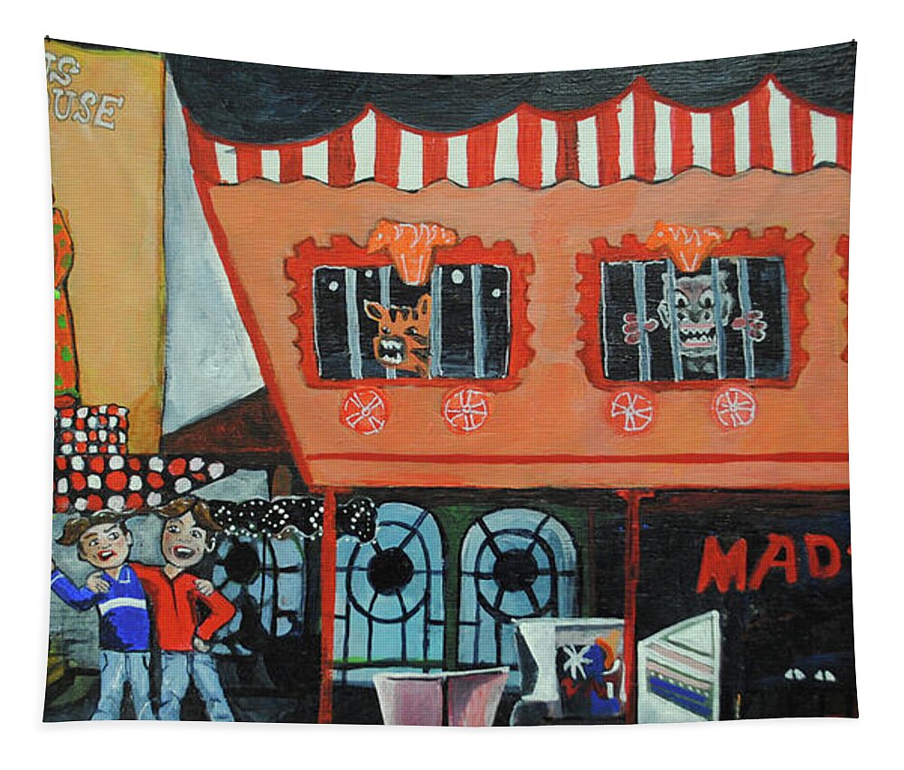 Palace Amusements Tapestry featuring the painting Fear of the Familiar by Patricia Arroyo