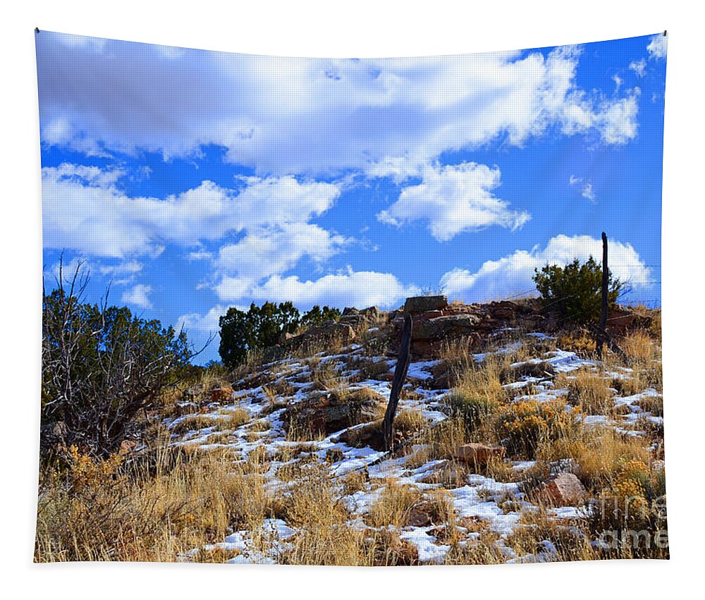 Southwest Landscape Tapestry featuring the photograph Fence Post by Robert WK Clark