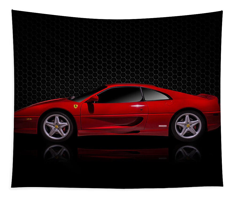 Red Tapestry featuring the digital art Ferrari Red - 355 F1 Berlinetto by Douglas Pittman