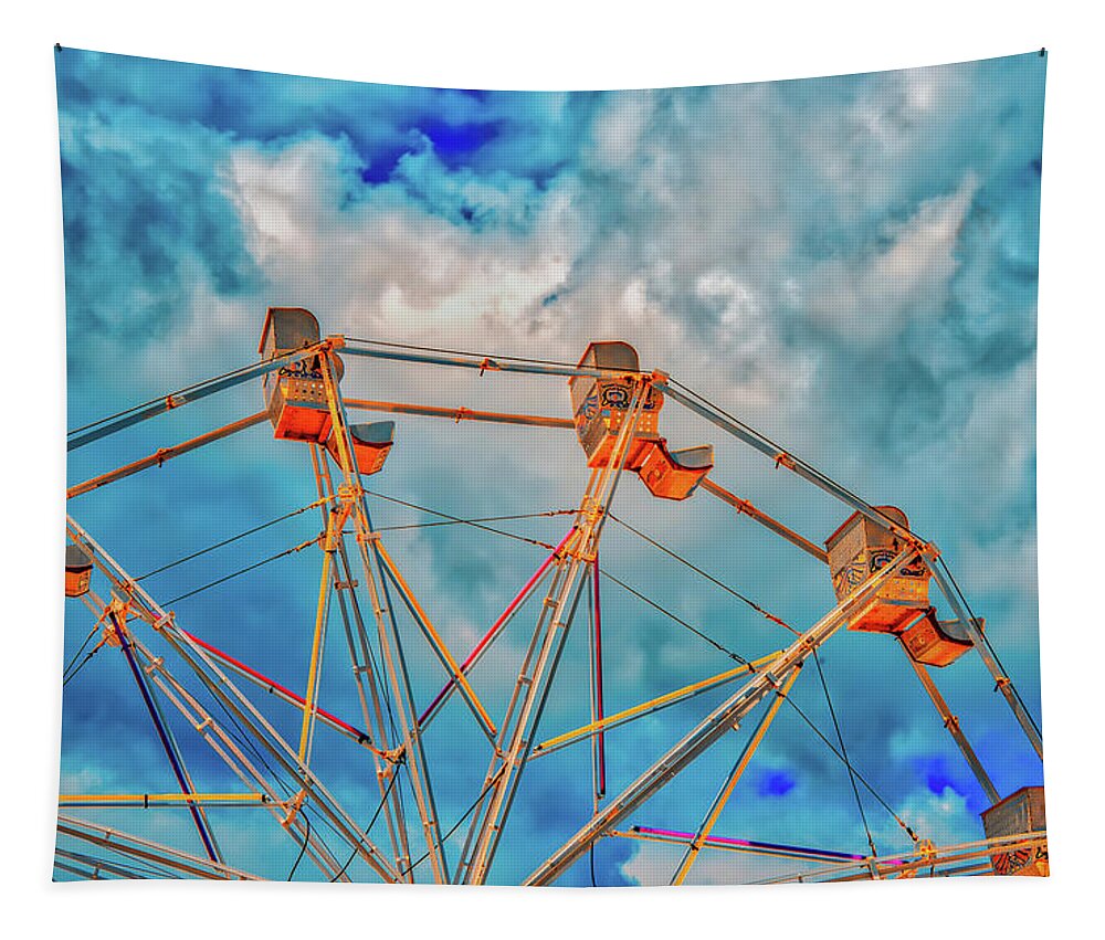 Ferris Wheel Tapestry featuring the photograph Ferris Wheel And Clouds by Gary Slawsky