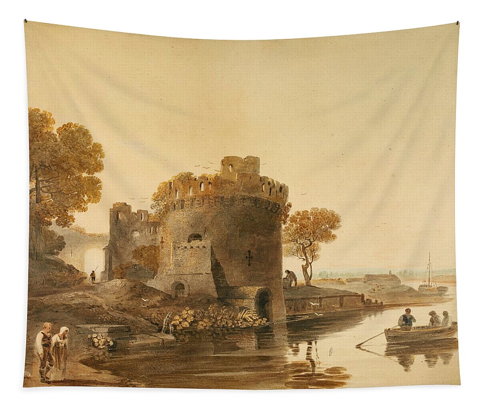 John Varley Tapestry featuring the drawing Ferry House. York by John Varley