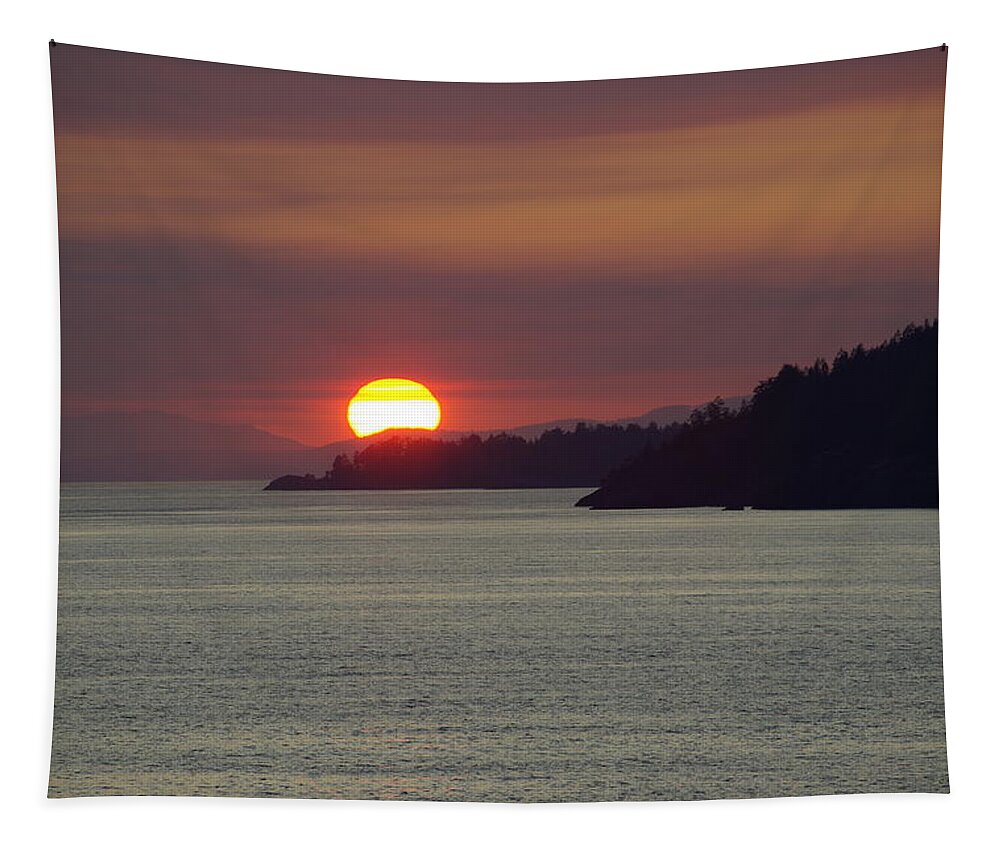 Sunset Tapestry featuring the photograph Ferry Sunset by Cindy Johnston