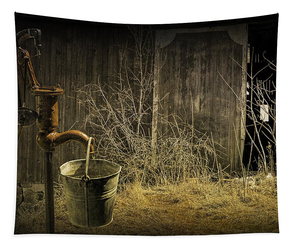 Pump Tapestry featuring the photograph Fetching Water from the Old Pump by Randall Nyhof