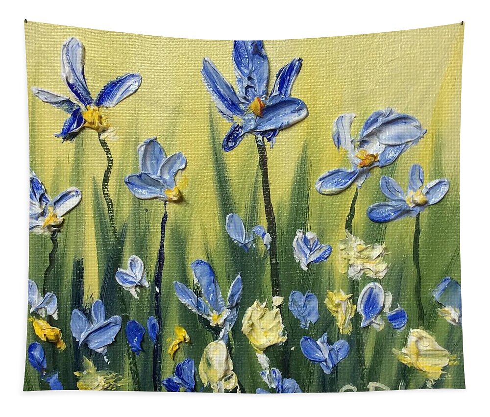 Blue Tapestry featuring the painting Field flowers by Cynthia Blair