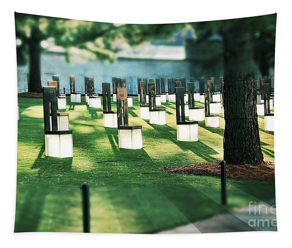 1000 Views Tapestry featuring the photograph Field of Empty Chairs by Jenny Revitz Soper