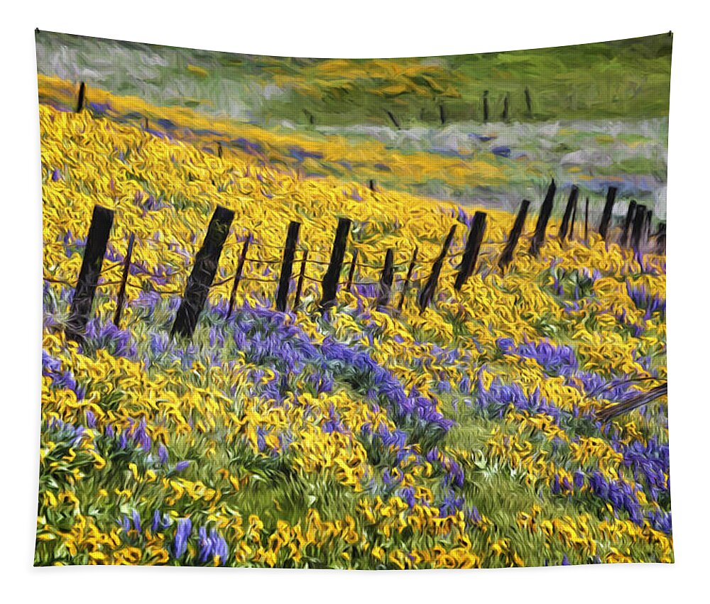 Field Of Gold And Purple Tapestry featuring the photograph Field of Gold and Purple by Wes and Dotty Weber