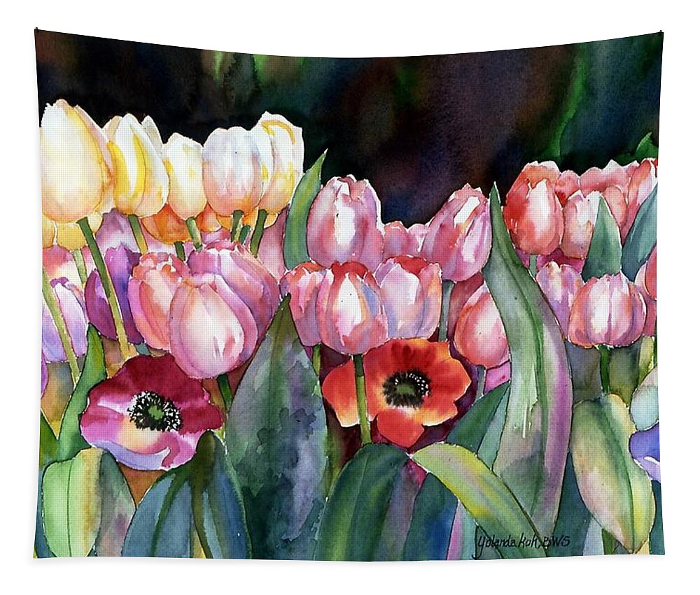 Tulips Tapestry featuring the painting Field of Tulips by Yolanda Koh