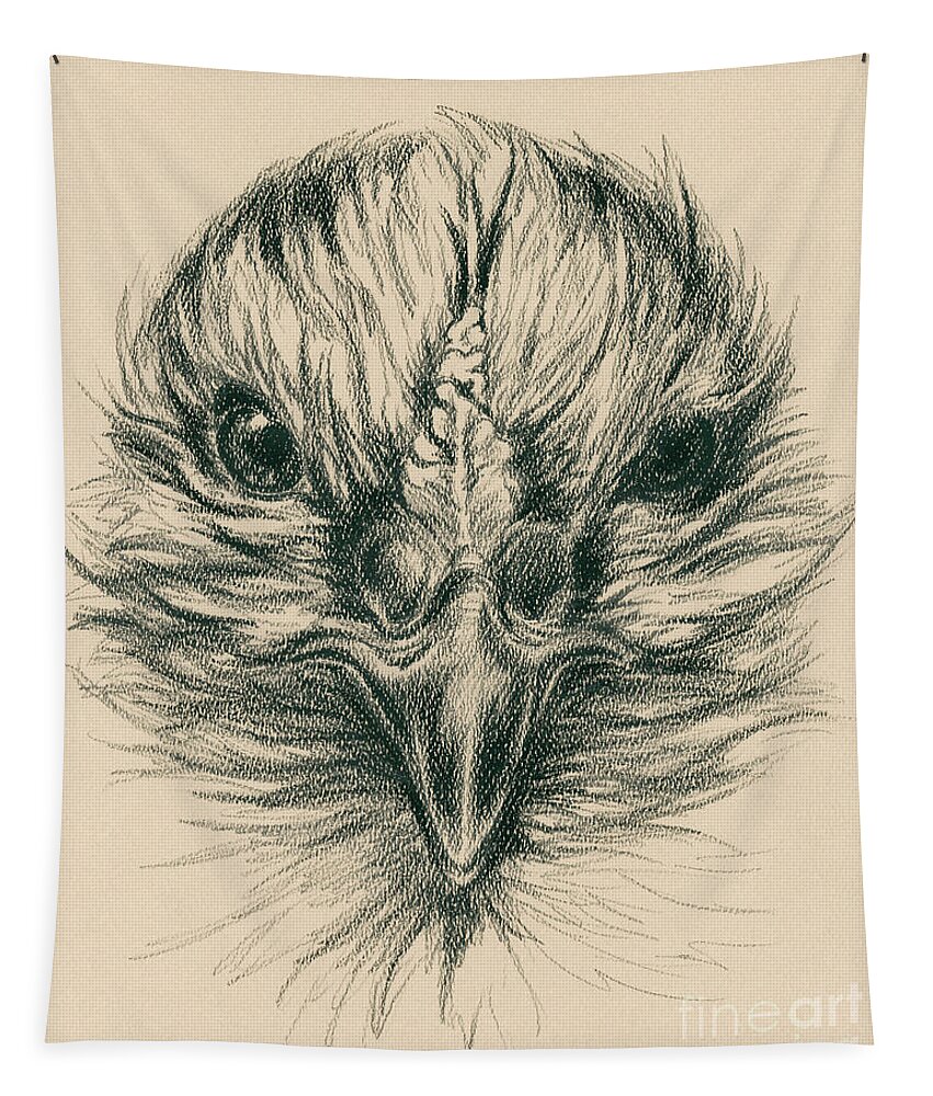 Hen Tapestry featuring the drawing Fierce Hen by MM Anderson