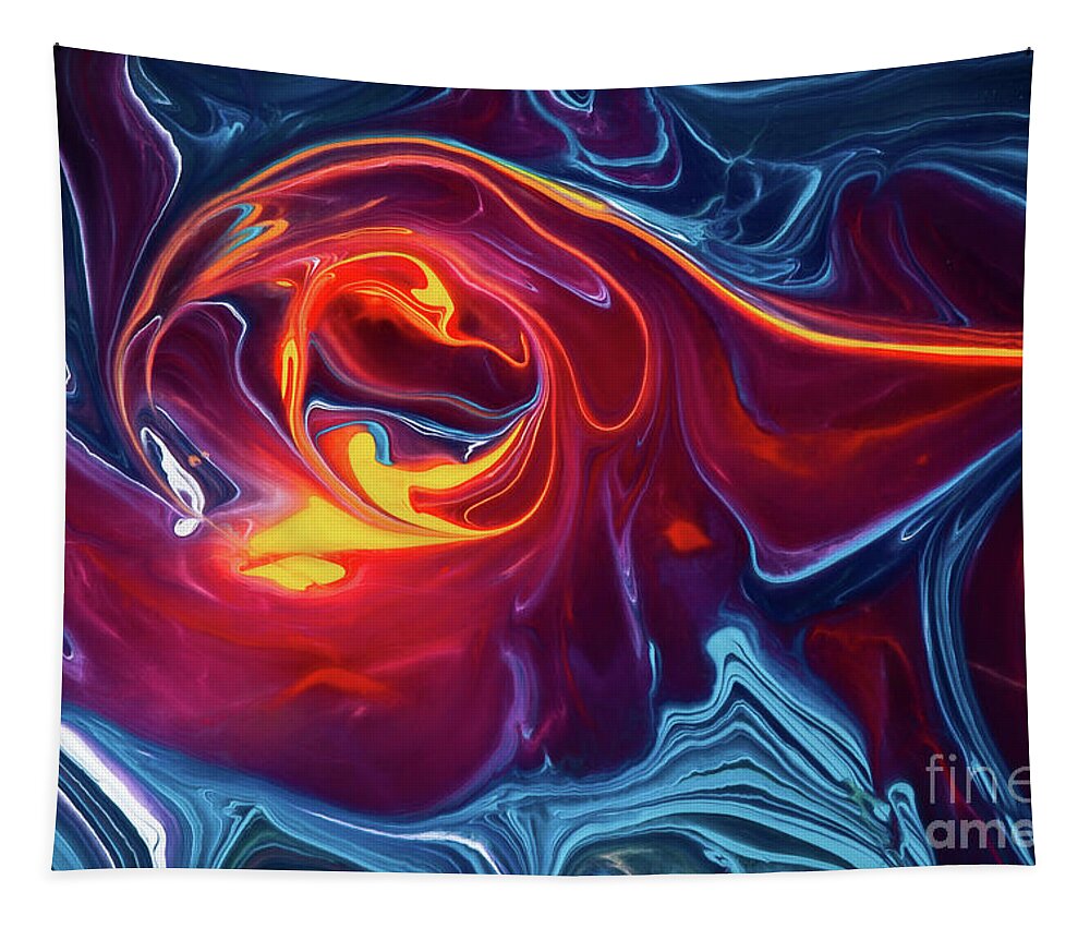 Abstract Tapestry featuring the painting Fiery Red by Patti Schulze