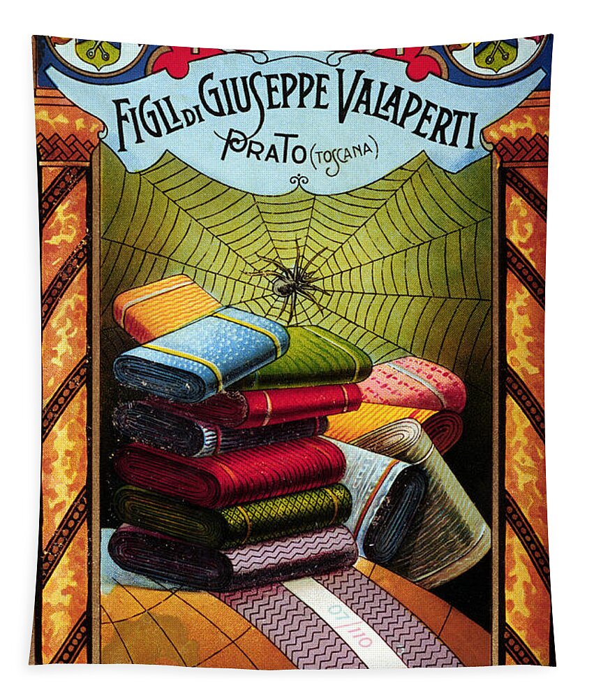 Figli Tapestry featuring the mixed media Figli di Giuseppe Valaperti - Prato, Toscana - Vintage Italian Fabric Advertising Poster by Studio Grafiikka