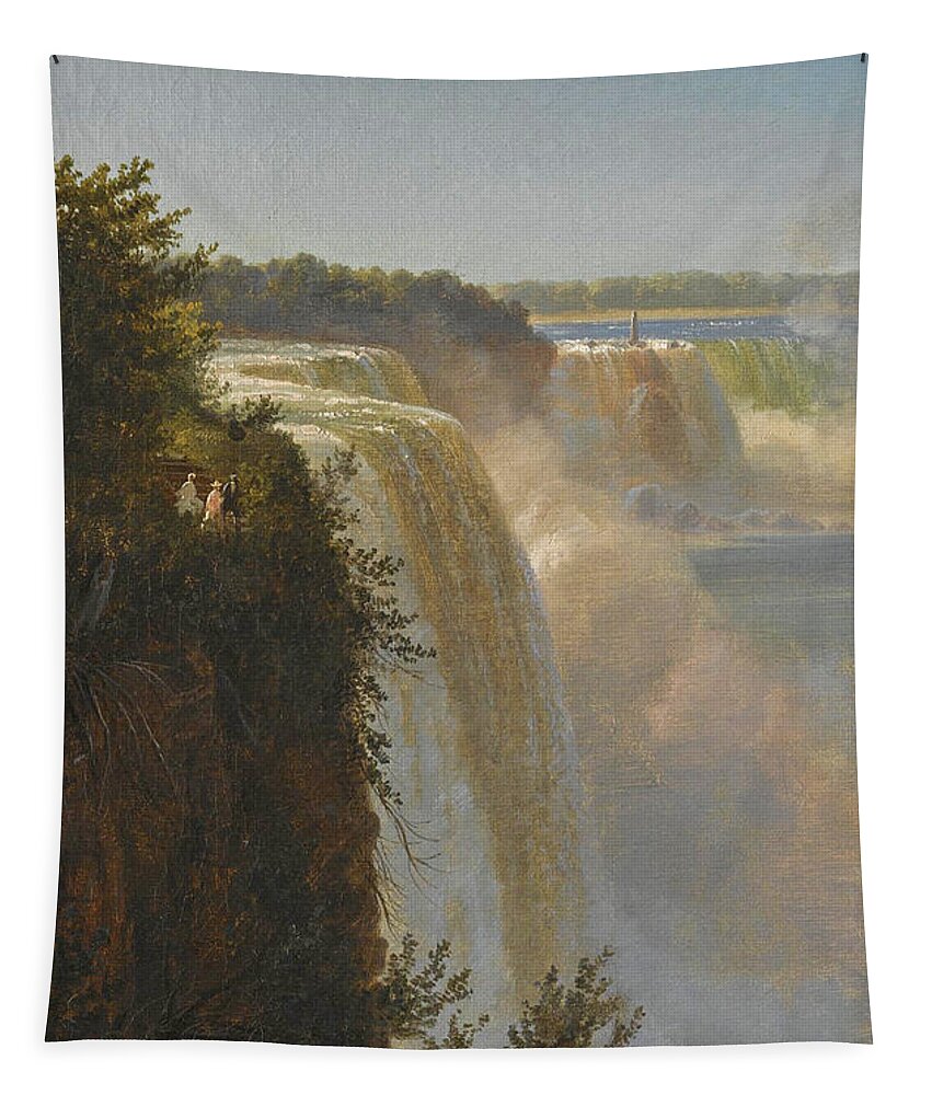 Ferdinand Richardt Tapestry featuring the painting Figures at the top of Niagara Falls by Ferdinand Richardt