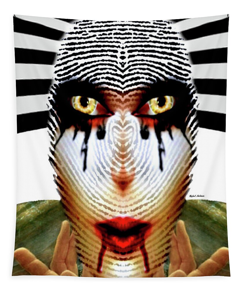 Rafael Salazar Tapestry featuring the digital art FIngerprint Mask by Rafael Salazar