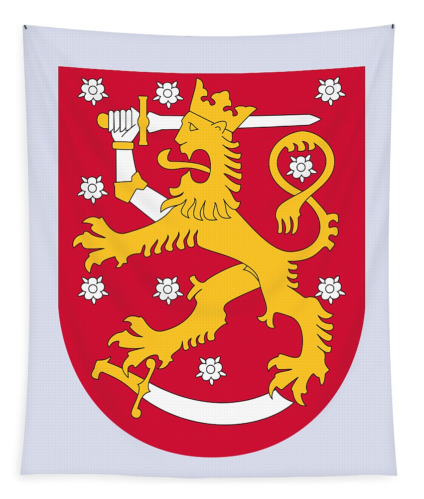 Finland Tapestry featuring the drawing Finland Coat of Arms by Movie Poster Prints
