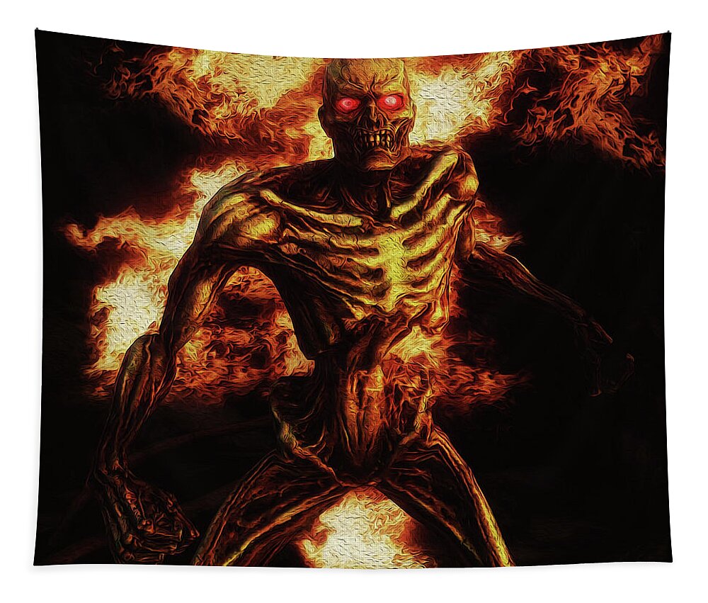 Dead Tapestry featuring the painting Fire Demon by AM FineArtPrints