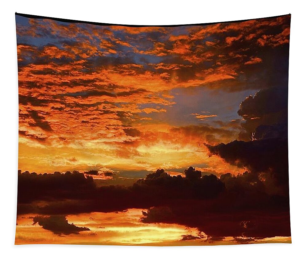 Sunset Tapestry featuring the photograph Fire in the Sky by Barbara Zahno