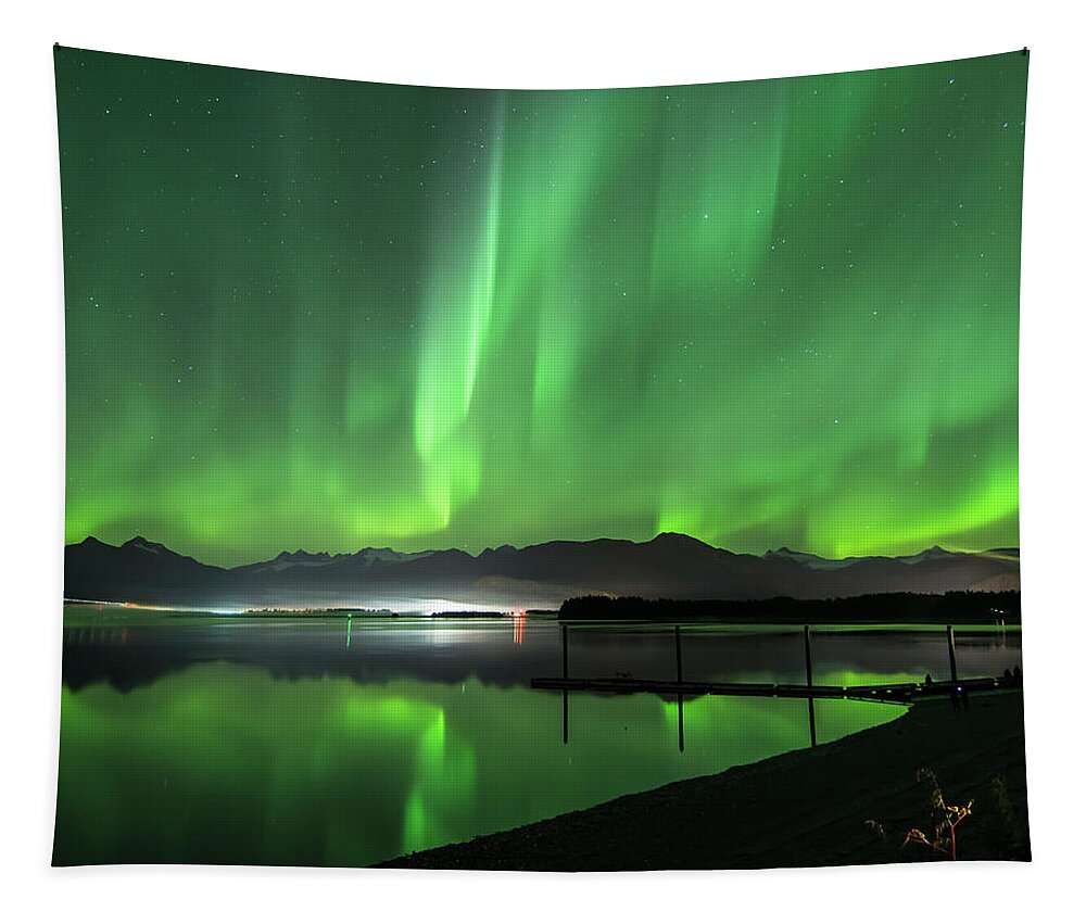 Northern Lights Tapestry featuring the photograph Fire in the Sky by David Kirby