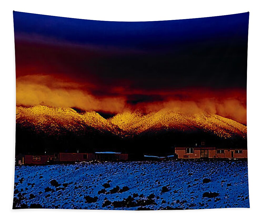 Santafe Tapestry featuring the photograph Fire on the Mountain by Charles Muhle