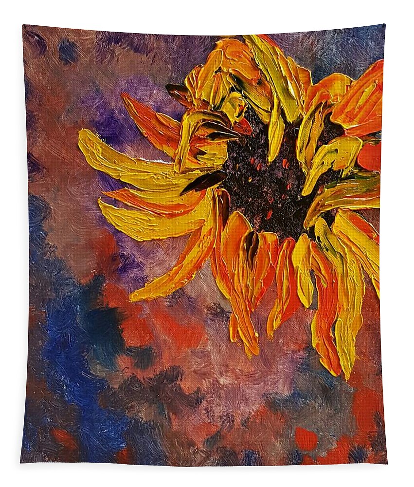 Fire Flower Tapestry featuring the painting FireSpace Flower 27 by Cheryl Nancy Ann Gordon