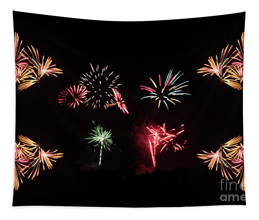 Fireworks Tapestry featuring the photograph Firework Frenzy by Steve Purnell