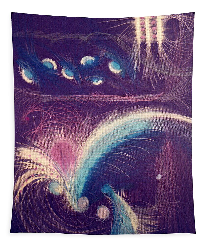 Abstract Tapestry featuring the mixed media Fireworks by Steve Karol