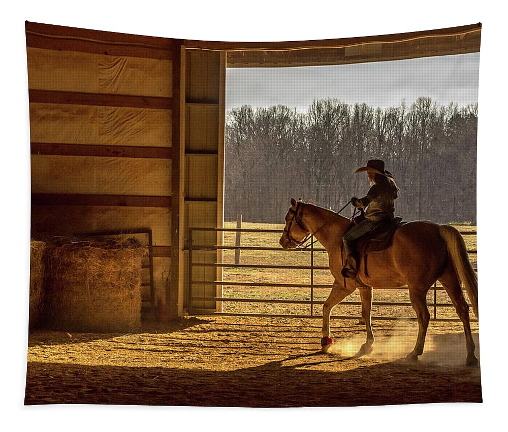 Horse Tapestry featuring the photograph First Ride by Eric Albright