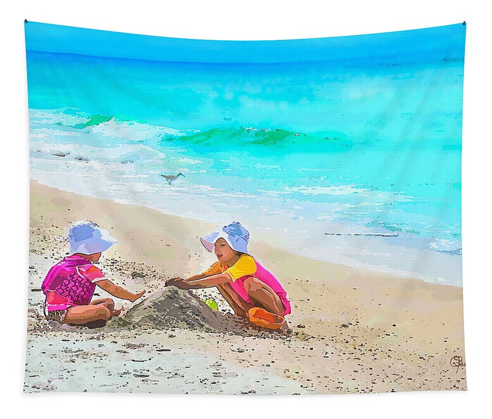 first Sand Castle Tapestry featuring the photograph First Sand Castle by Susan Molnar