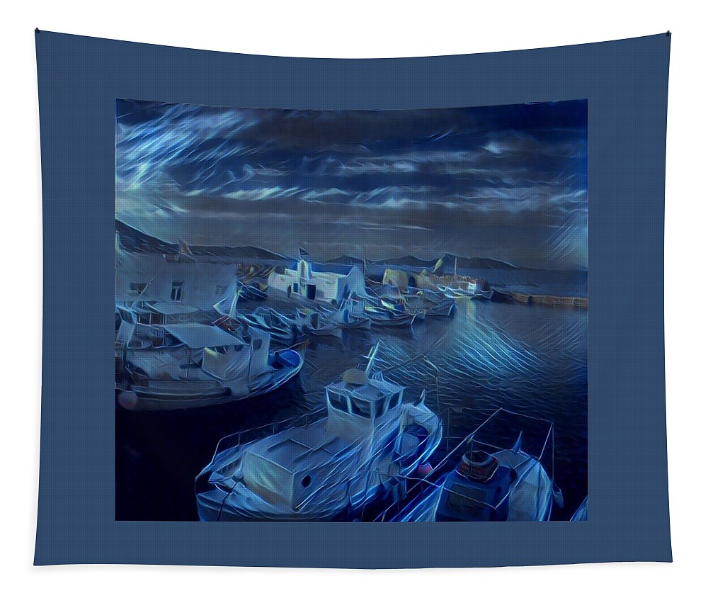 Colette Tapestry featuring the photograph Fish harbour Paros Island Greece by Colette V Hera Guggenheim