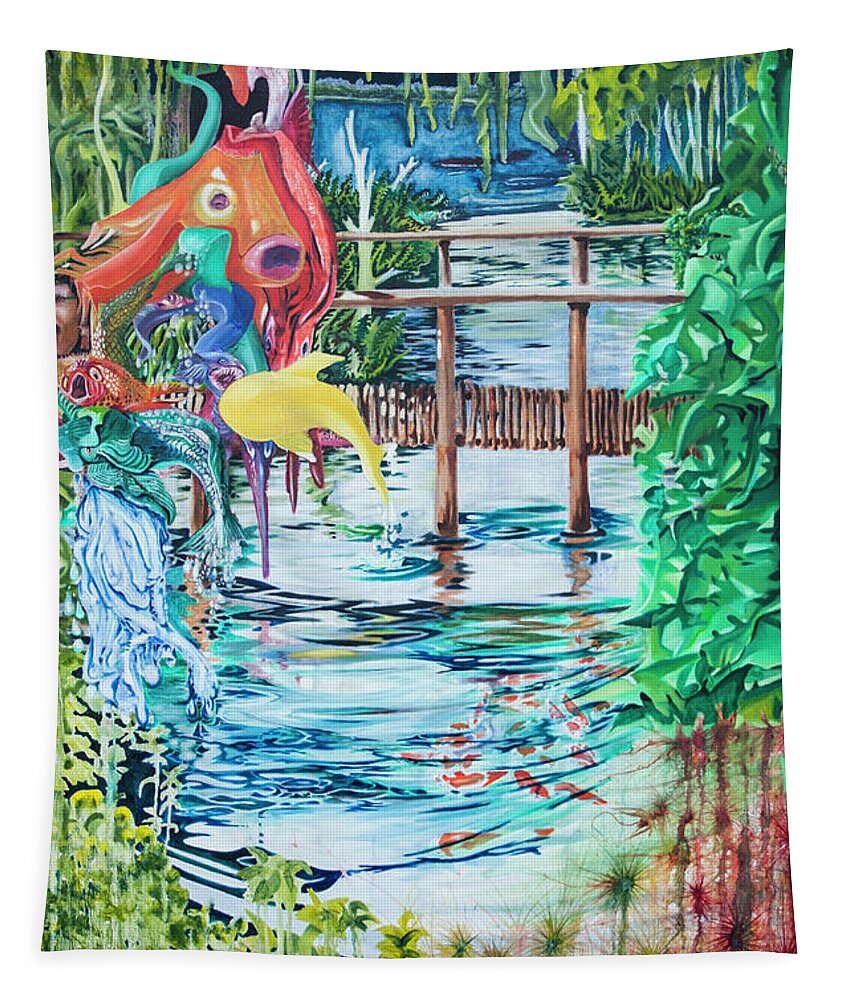 Fish Tapestry featuring the painting Fish by James Lavott