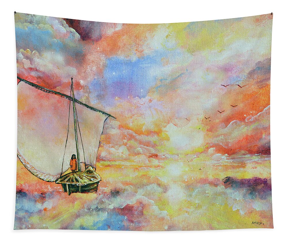 Yogananda Tapestry featuring the painting Fisherman of Souls by Ashleigh Dyan Bayer