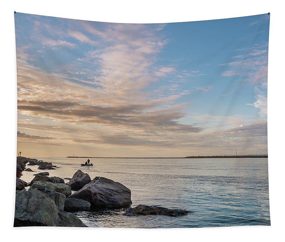 South Jetty Tapestry featuring the photograph Fishing Along the South Jetty by Greg Nyquist