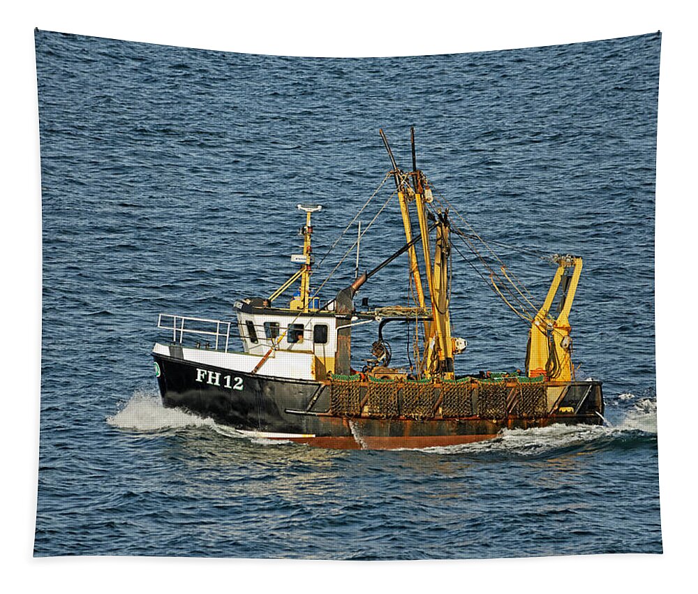 Europe Tapestry featuring the photograph Fishing Boat FH12 off Pendennis Point by Rod Johnson
