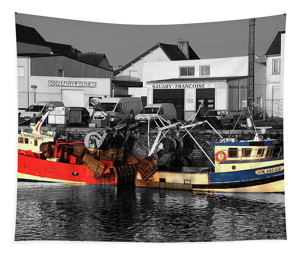 Ships Tapestry featuring the photograph Fishing Boats In Sheltered Harbour by Aidan Moran