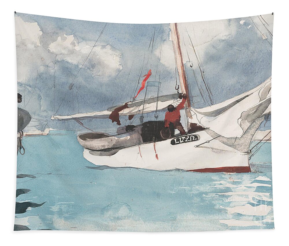 Winslow Homer Tapestry featuring the painting Fishing Boats, Key West, 1903 by Winslow Homer