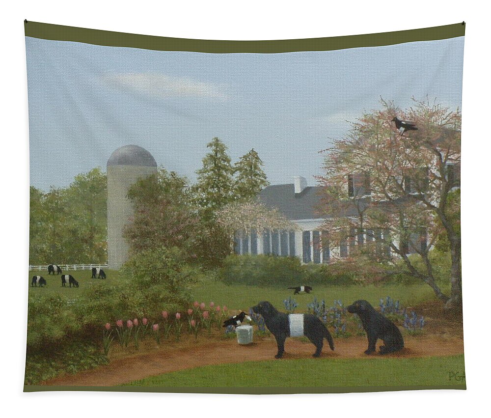 Fearrington Tapestry featuring the painting Fitting in at Fearrington by Phyllis Andrews