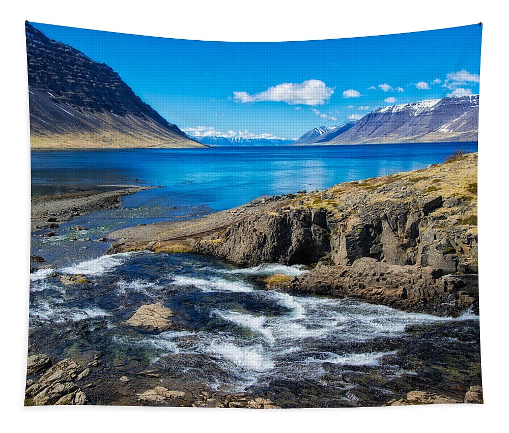 Iceland Tapestry featuring the photograph Fjord in Iceland by Matthias Hauser