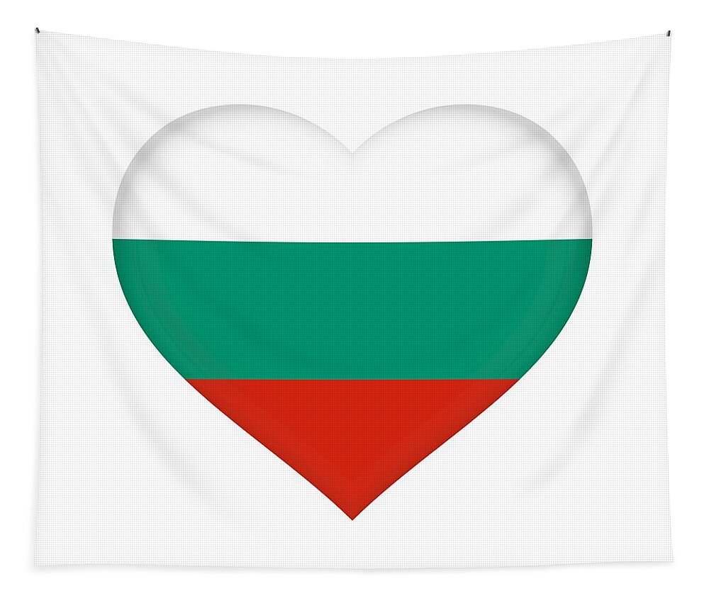Bulgaria Tapestry featuring the digital art Flag of Bulgaria Heart by Roy Pedersen