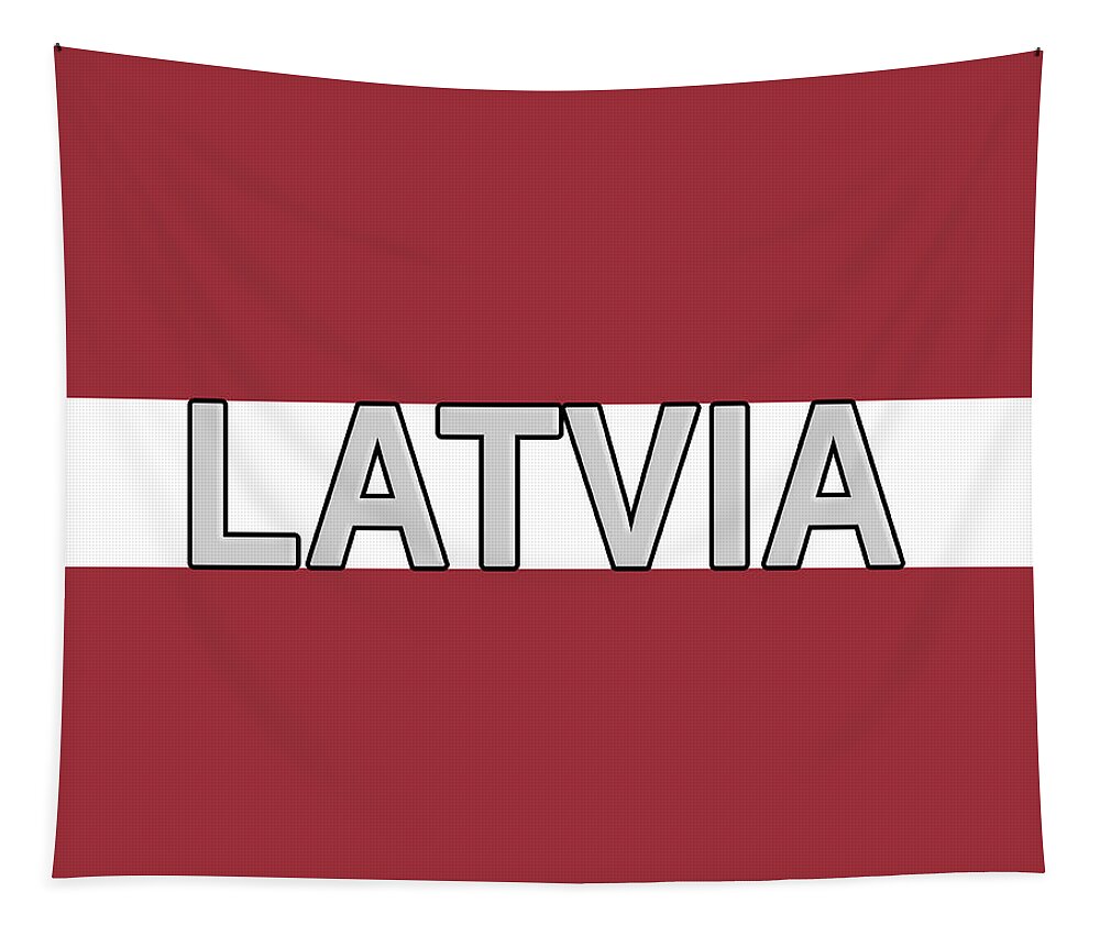 Europe Tapestry featuring the digital art Flag of Latvia Word by Roy Pedersen