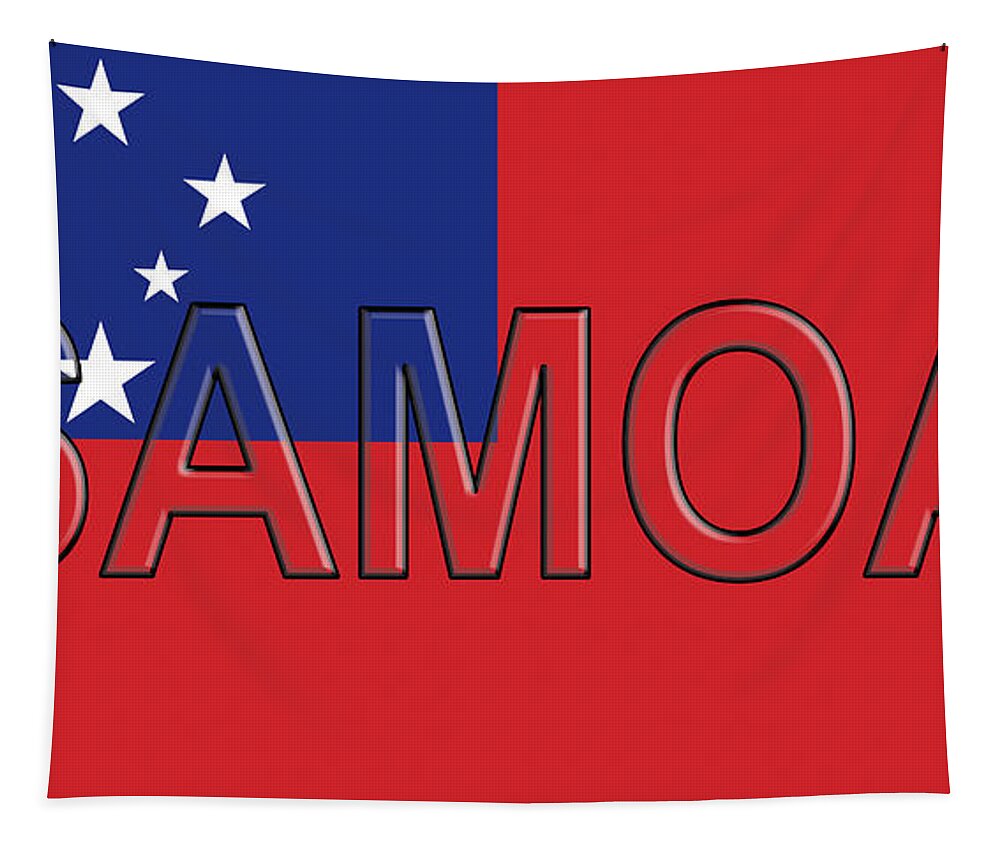Samoa Tapestry featuring the digital art Flag of Samoa Word by Roy Pedersen