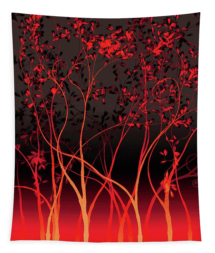 Trees Tapestry featuring the painting Flame Forest by Susan Maxwell Schmidt