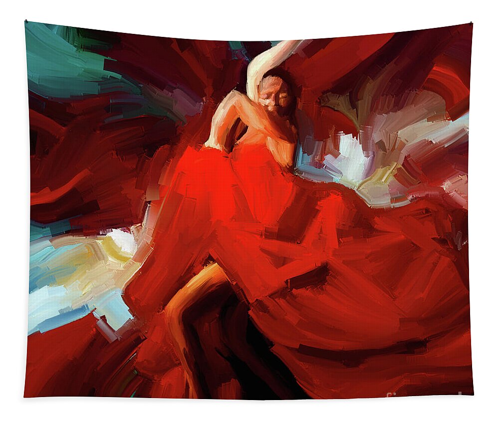 Jazz Tapestry featuring the painting Flamenco Dance 7750 by Gull G