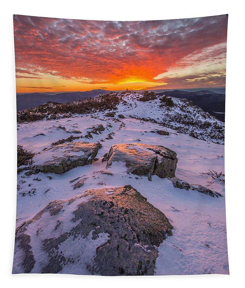 Flames Over Haystack Tapestry featuring the photograph Flames over Haystack by White Mountain Images