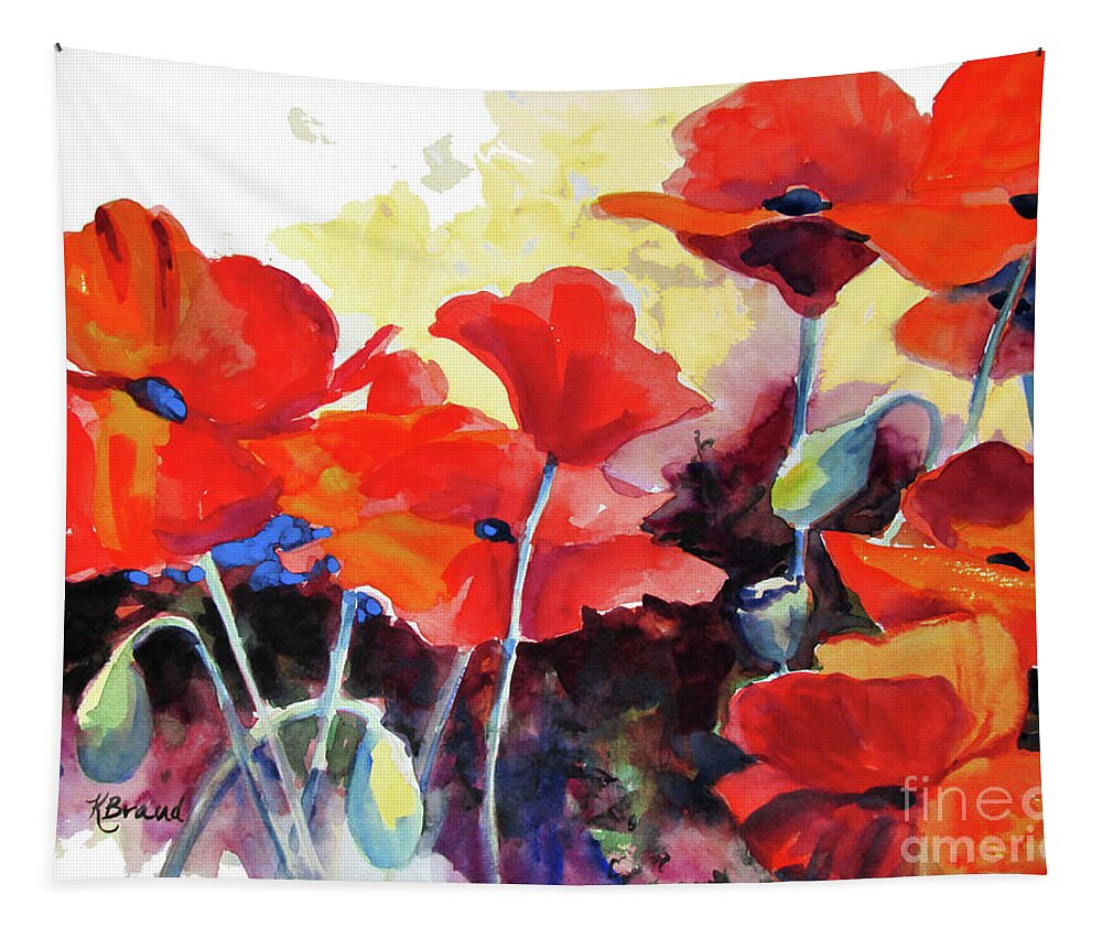 Paintings Tapestry featuring the painting Flaming Poppies by Kathy Braud