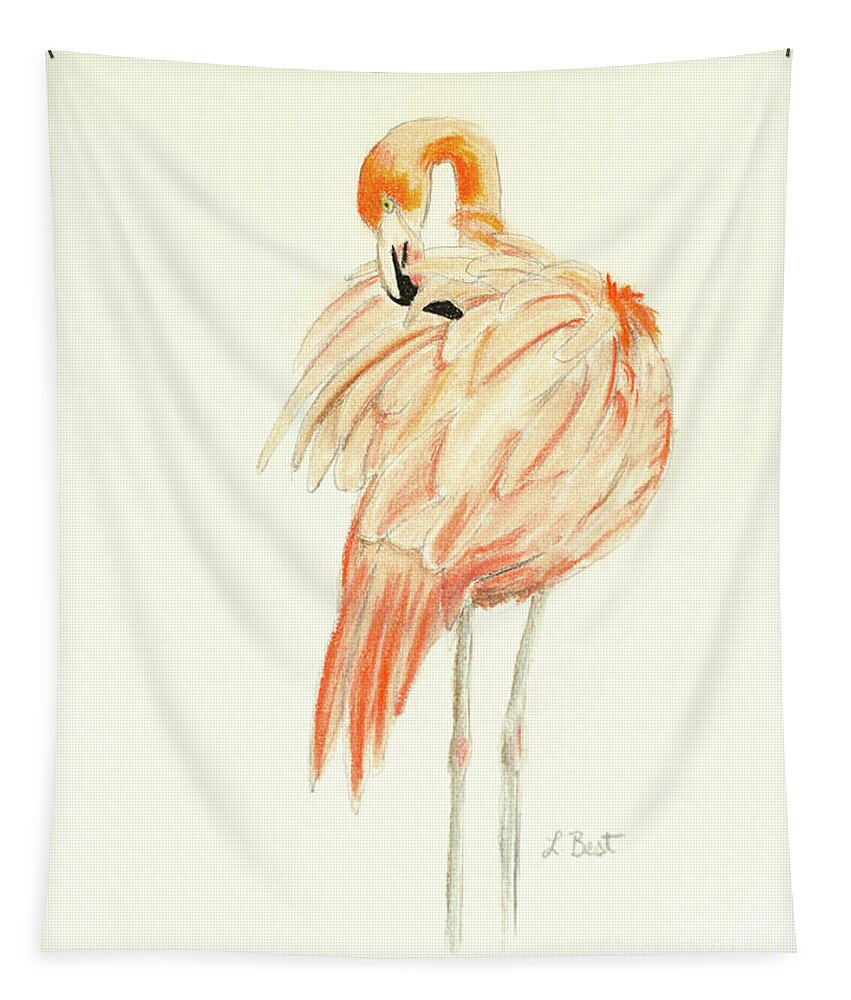 Flamingo Tapestry featuring the painting Flamingo by Laurel Best