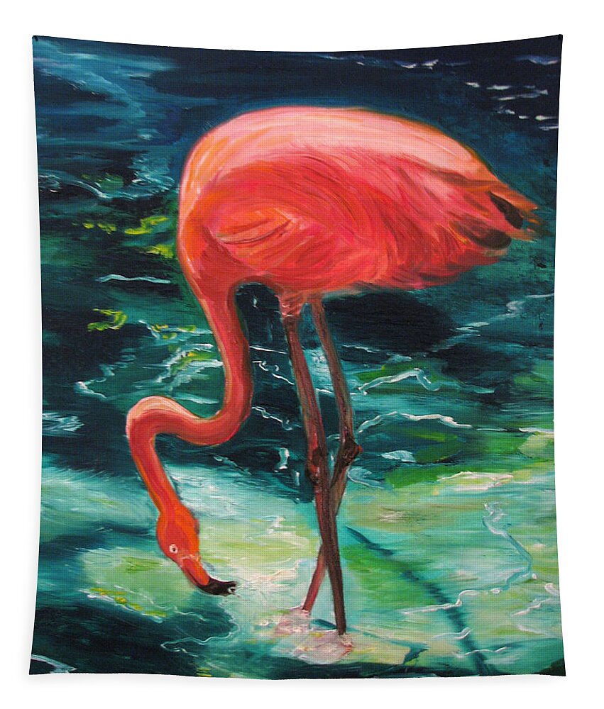 Flamingo Tapestry featuring the painting Flamingo of Homasassa by Patricia Arroyo