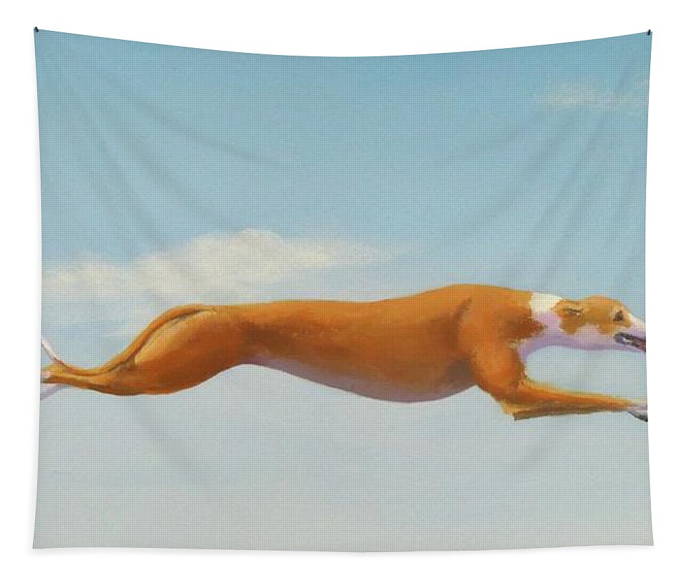 Greyhound Tapestry featuring the painting Flight Risk by Phyllis Andrews