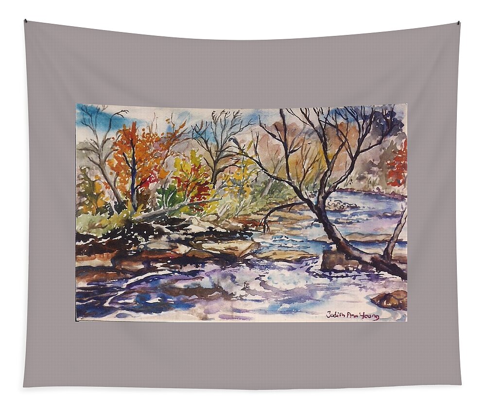 Fall Foliage Tapestry featuring the painting Flint River SOLD by Judith Young