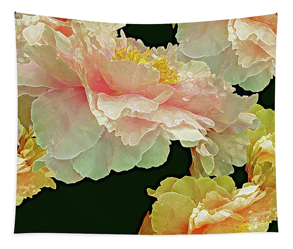 Peony Fantasies Tapestry featuring the mixed media Floating Bouquet 31 by Lynda Lehmann