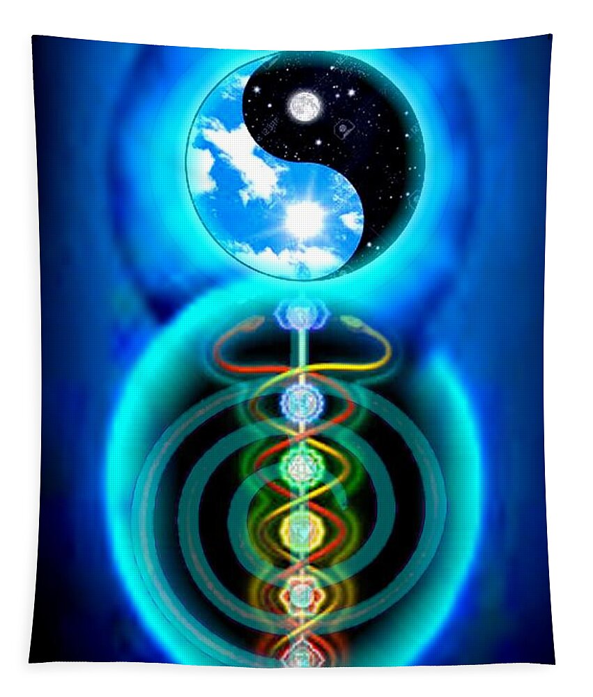 Kundalini Rising Tapestry featuring the digital art Moving Beyond Duality by Debra MChelle