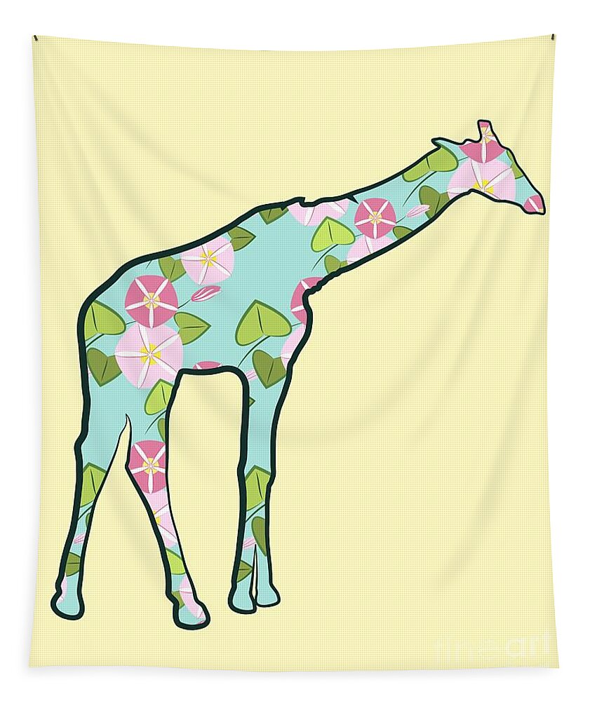 Animal Graphic Tapestry featuring the digital art Floral Giraffe 2 by MM Anderson