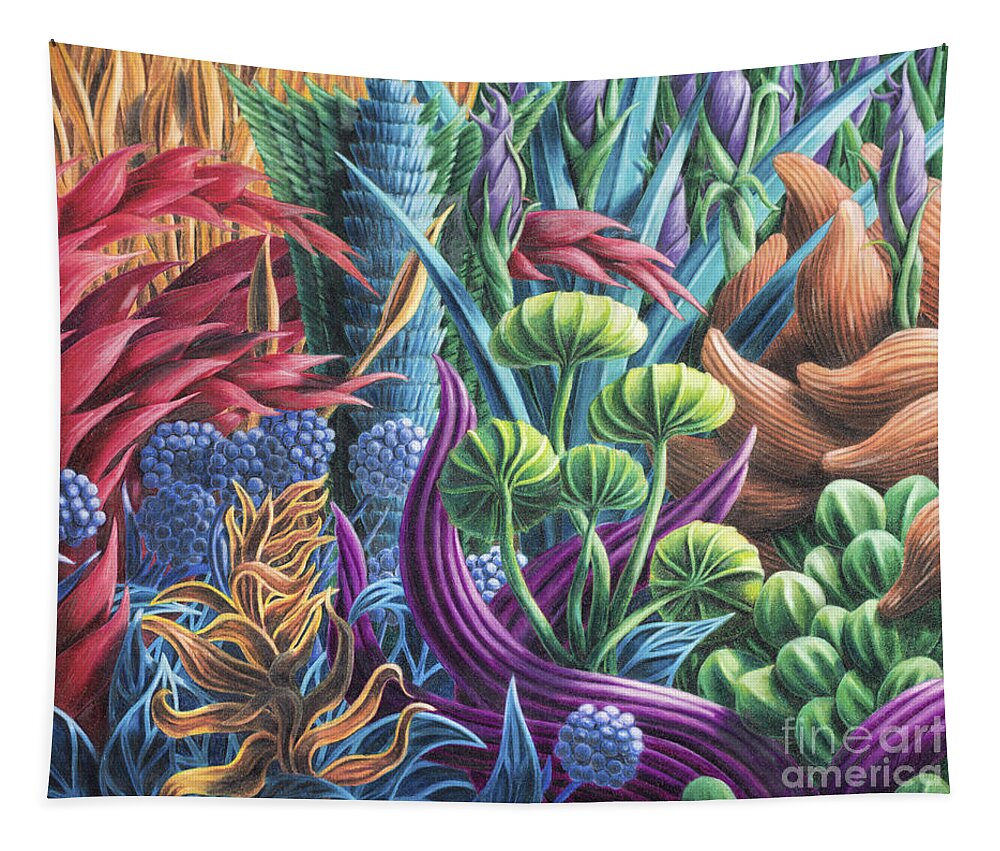 Fine Art Tapestry featuring the drawing Floral Whirl by Scott Brennan